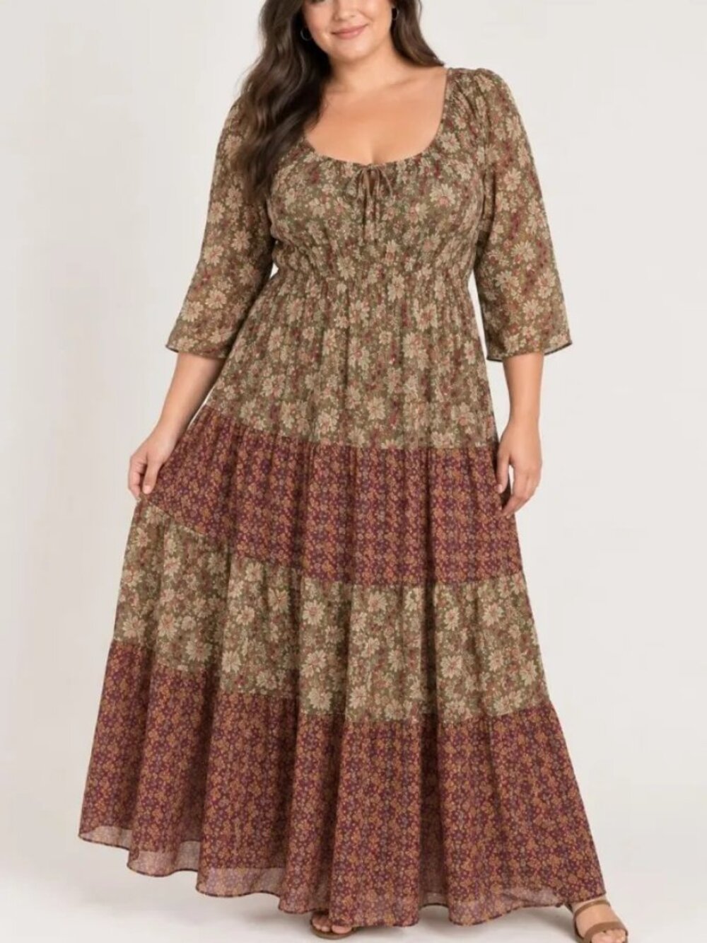 Vtg Silhouettes Floral Lined Maxi Dress Sz 20 Boho Chic, Cottagecore Prairie